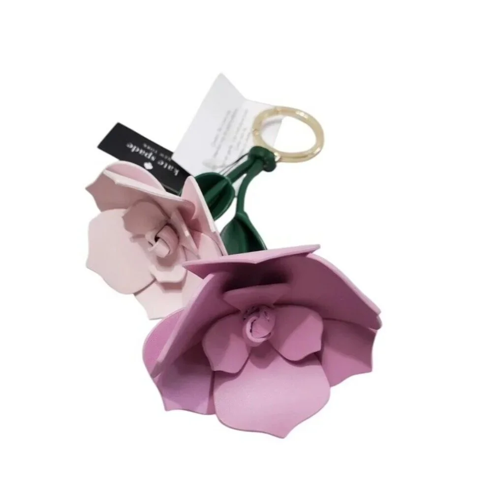 Kate Spade Perfect Plume 3D Flower Keychain Key Fob Bag Charm - Picture 3 of 6